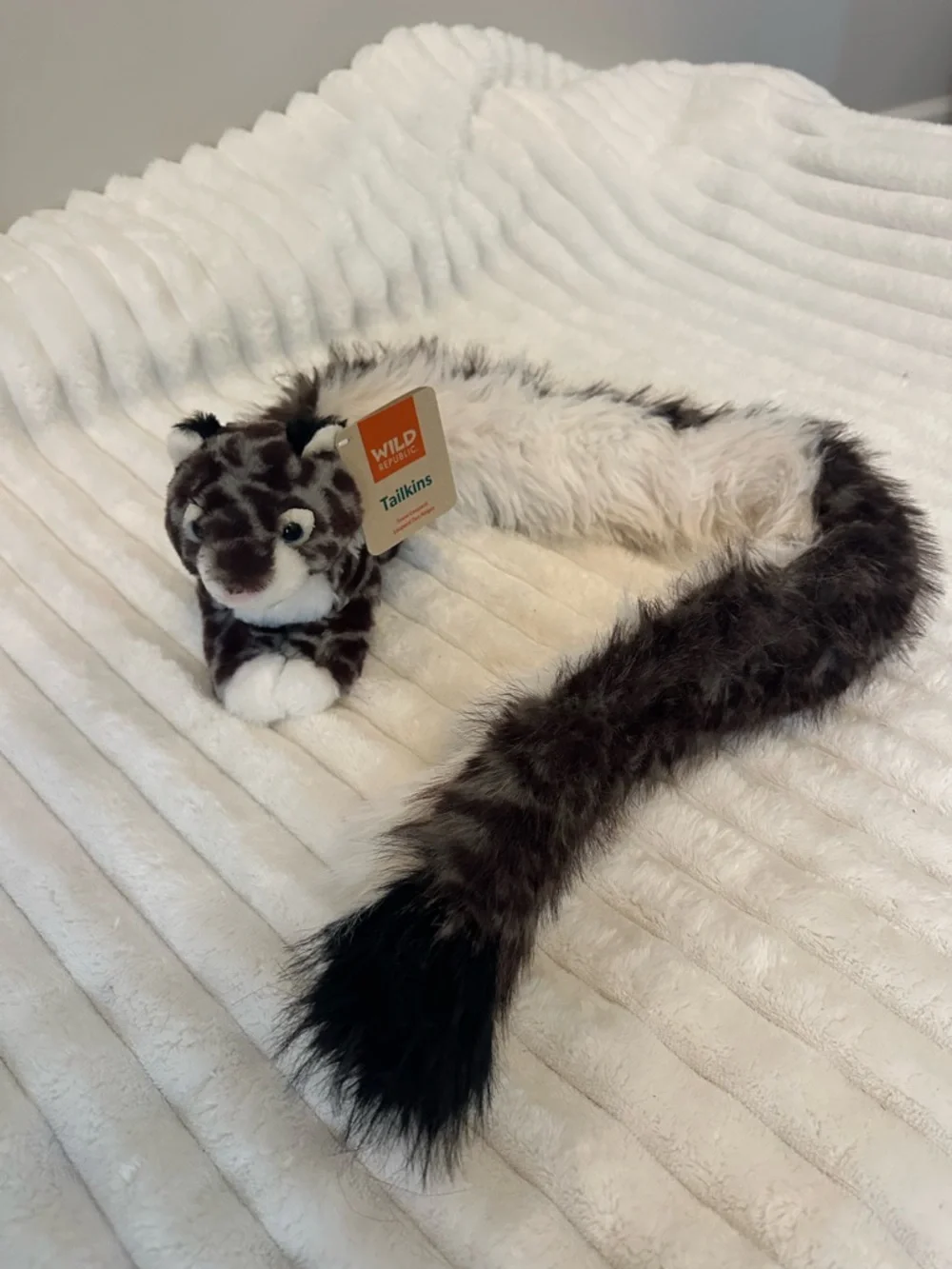 Taikins Plush Snow Leopard Tail Toy - Brown & White